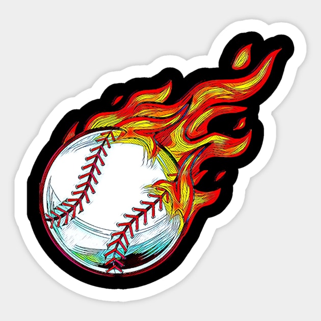 Baseball - Fire Ball Sticker by Qibar Design